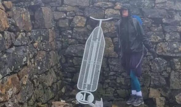 hikers ben nevis abandoned ironing board