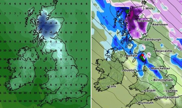 uk snow forecast cold weather maps